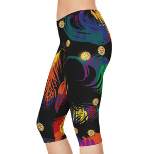 Women's Spiritual Feather Capri Leggings