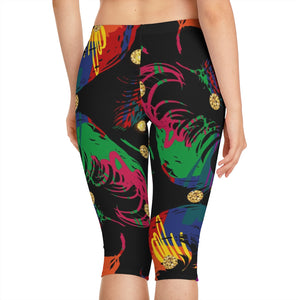 Women's Spiritual Feather Capri Leggings