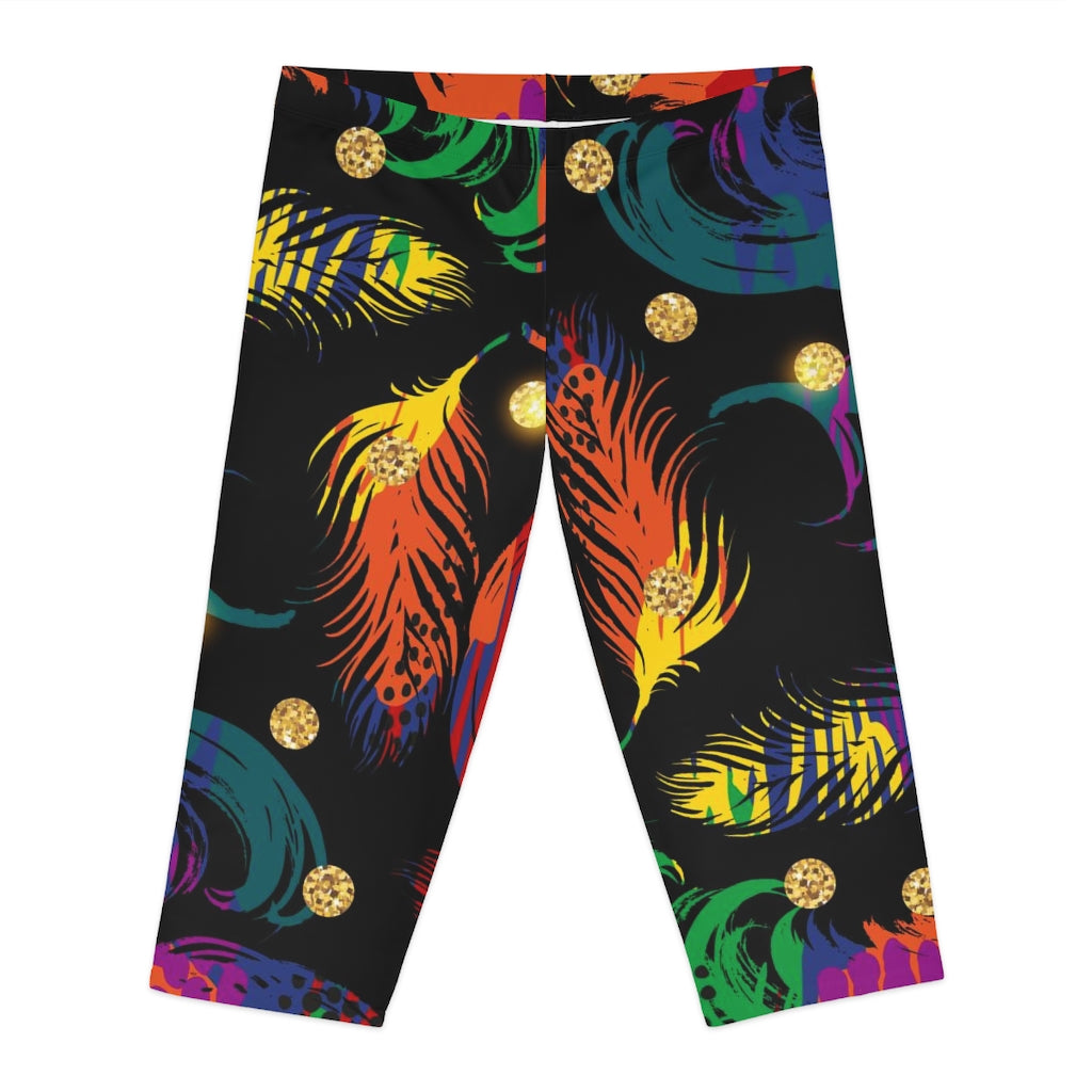 Women's Spiritual Feather Capri Leggings